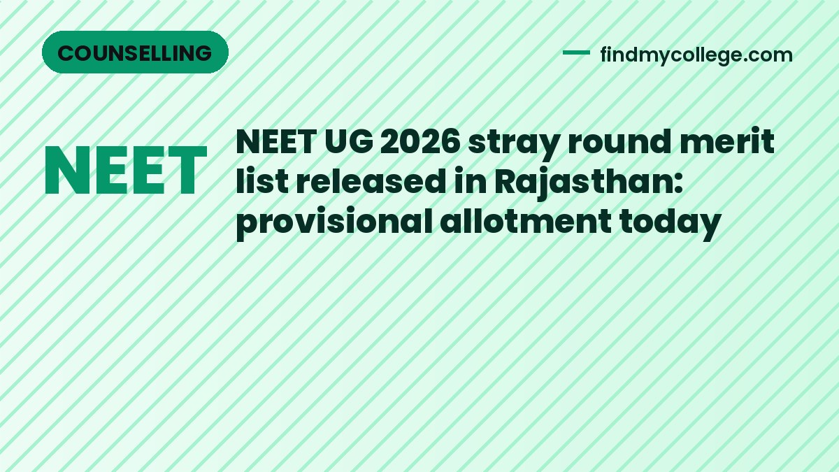 NEET UG 2026 stray round merit list released in Rajasthan: provisional allotment today