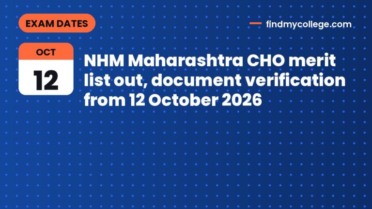 NHM Maharashtra CHO merit list out, document verification from 12 October 2026