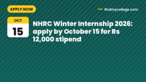 NHRC Winter Internship 2026: apply by October 15 for Rs 12,000 stipend