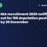 NIA recruitment 2026 notification out for 168 deputation posts: apply by 20 December