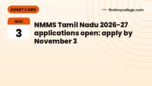NMMS Tamil Nadu 2026-27 applications open: apply by November 3