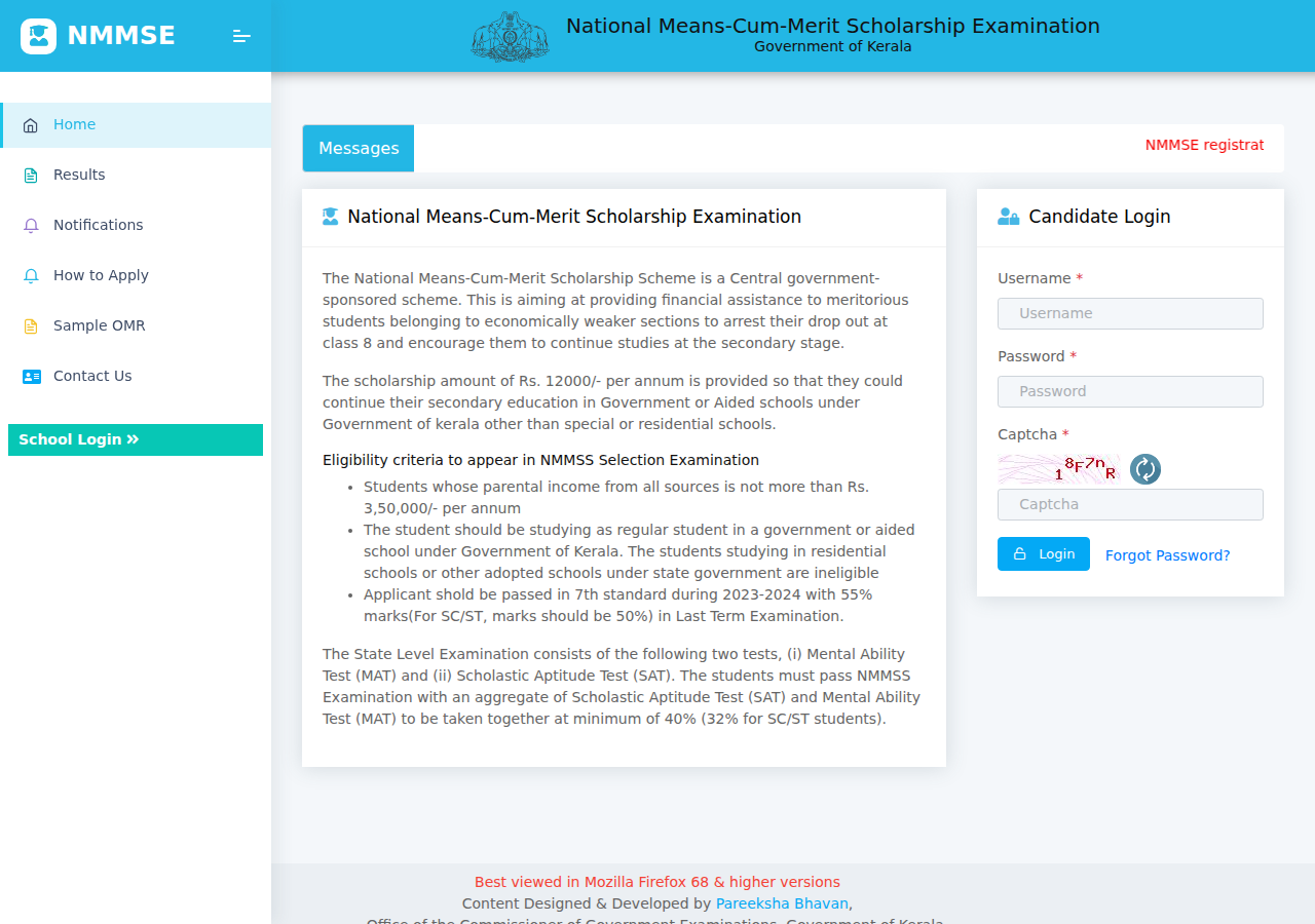 nmmse.kerala.gov.in homepage