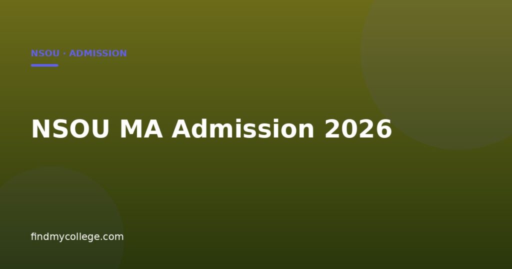 NSOU MA Admission 2026