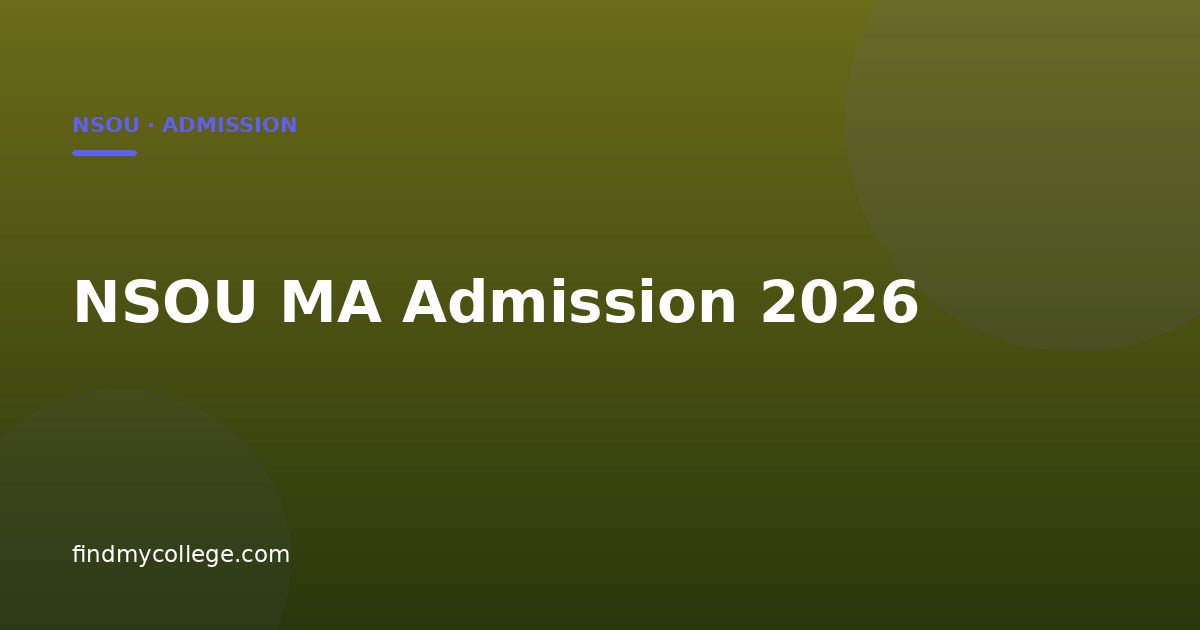 NSOU MA Admission 2026