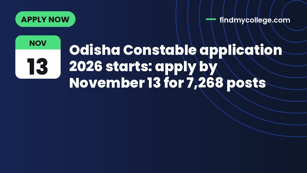 Odisha Constable application 2026 starts: apply by November 13 for 7,268 posts