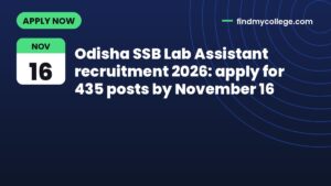 Odisha SSB Lab Assistant recruitment 2026: apply for 435 posts by November 16