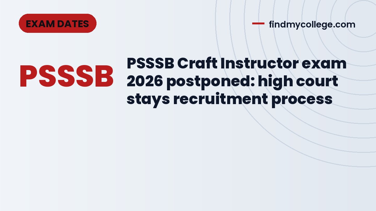 PSSSB Craft Instructor exam 2026 postponed: high court stays recruitment process