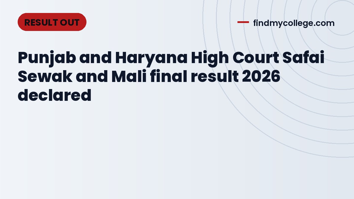 Punjab and Haryana High Court Safai Sewak and Mali final result 2026 declared