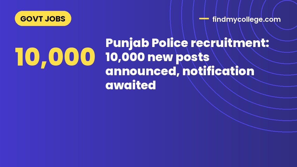 Punjab Police recruitment: 10,000 new posts announced, notification awaited