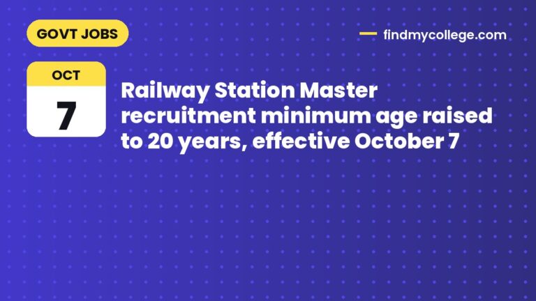 Railway Station Master recruitment minimum age raised to 20 years, effective October 7