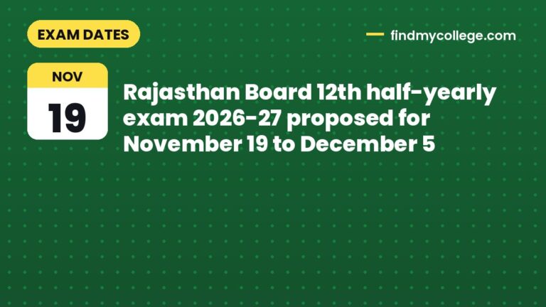 Rajasthan Board 12th half-yearly exam 2026-27 proposed for November 19 to December 5