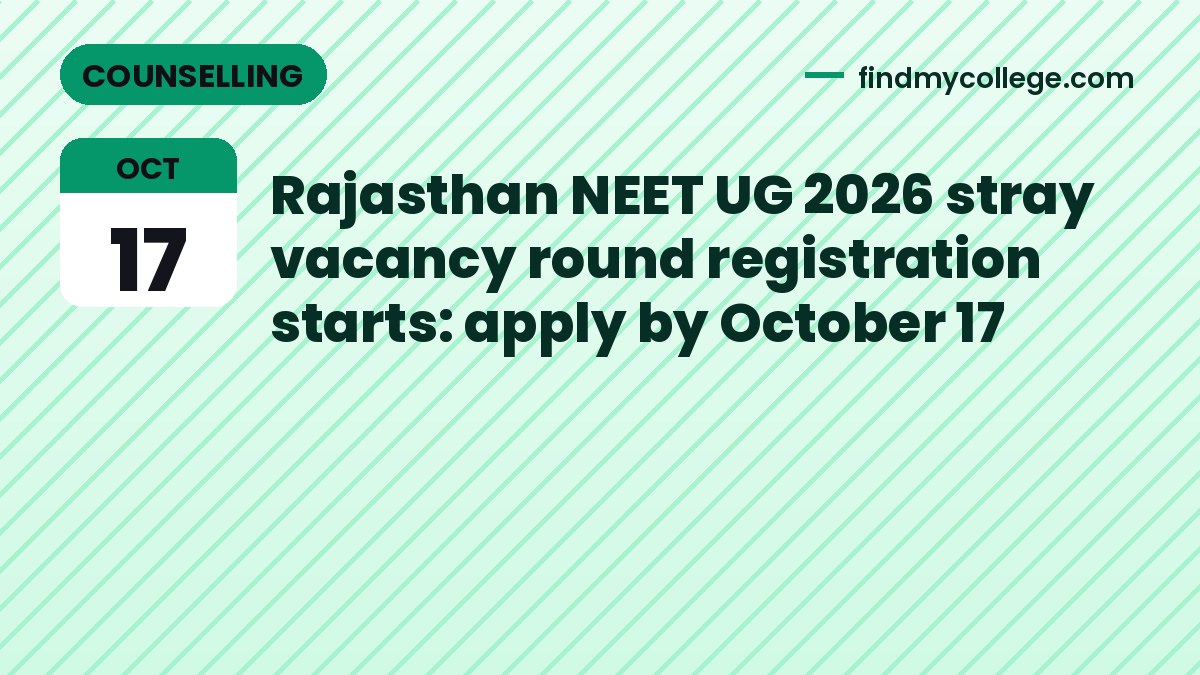 Rajasthan NEET UG 2026 stray vacancy round registration starts: apply by October 17