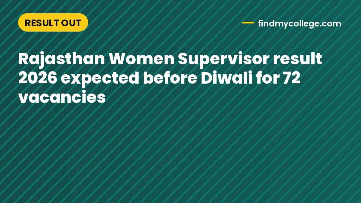 Rajasthan Women Supervisor result 2026 expected before Diwali for 72 vacancies
