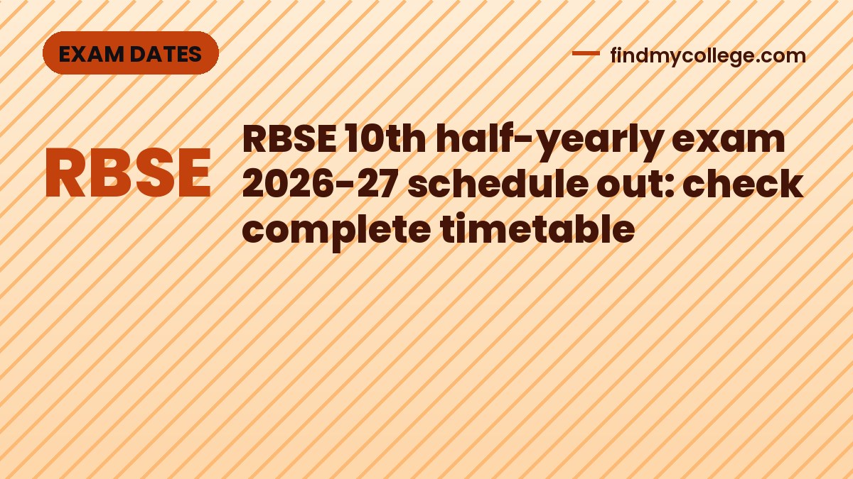 RBSE 10th half-yearly exam 2026-27 schedule out: check complete timetable