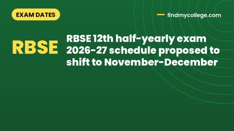RBSE 12th half-yearly exam 2026-27 schedule proposed to shift to November-December