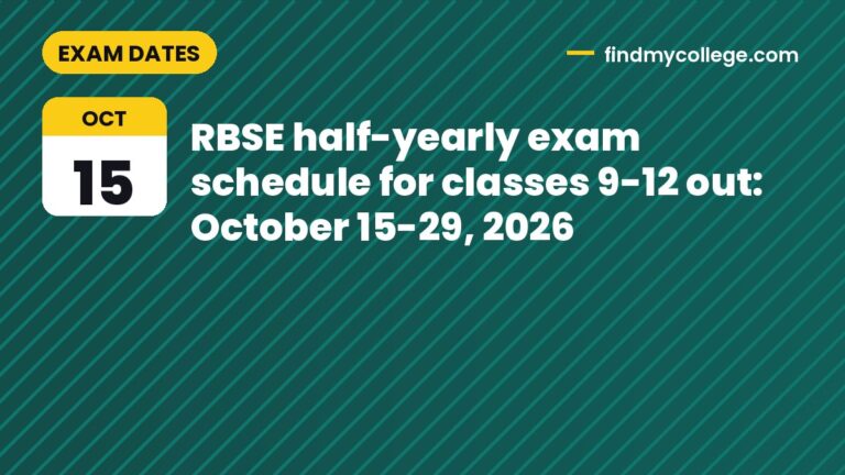 RBSE half-yearly exam schedule for classes 9-12 out: October 15-29, 2026