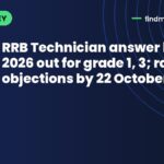 RRB Technician answer key 2026 out for grade 1, 3; raise objections by 22 October