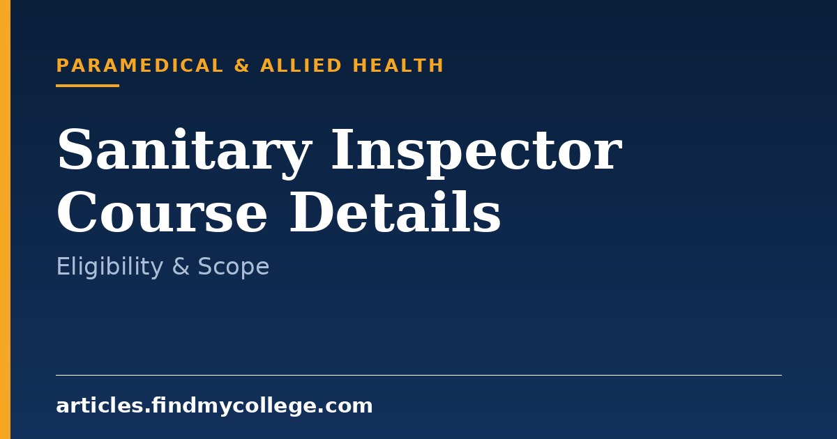 Sanitary Inspector Course Details: Eligibility and Scope