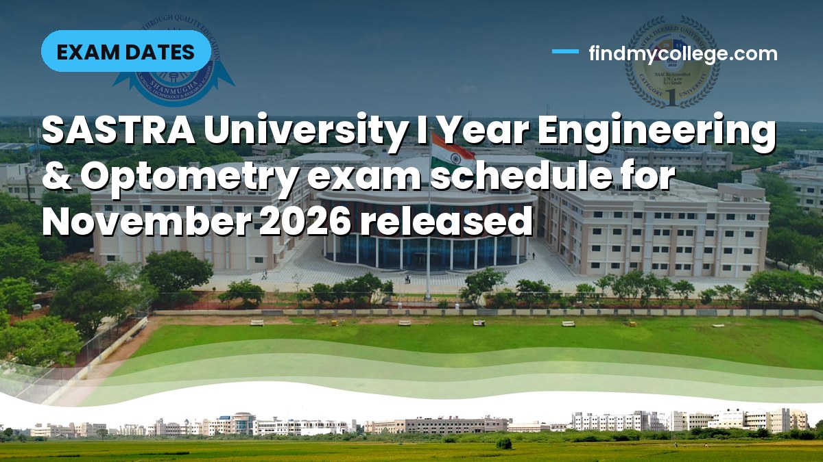 SASTRA University I Year Engineering & Optometry exam schedule for November 2026 released