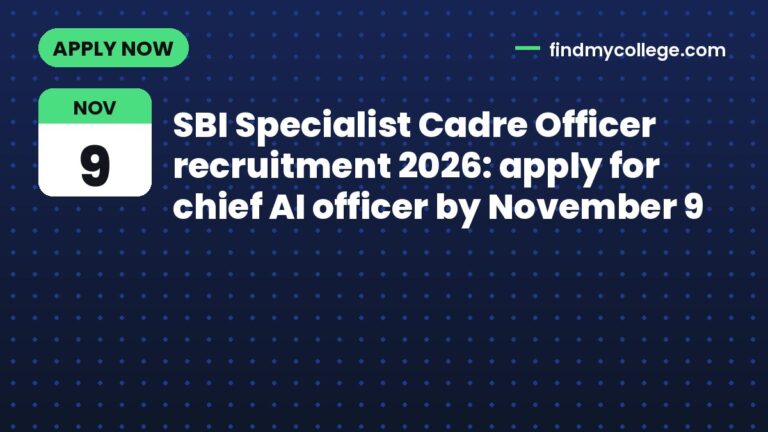 SBI Specialist Cadre Officer recruitment 2026: apply for chief AI officer by November 9
