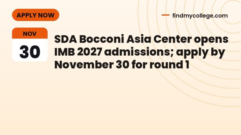 SDA Bocconi Asia Center opens IMB 2027 admissions; apply by November 30 for round 1