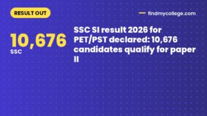 SSC SI result 2026 for PET/PST declared: 10,676 candidates qualify for paper II