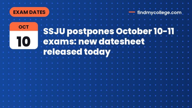 SSJU postpones October 10-11 exams: new datesheet released today
