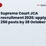 Supreme Court JCA recruitment 2026: apply for 250 posts by 28 October