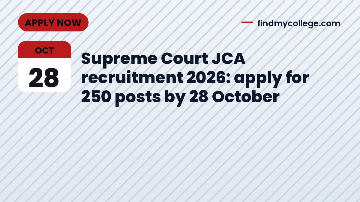Supreme Court JCA recruitment 2026: apply for 250 posts by 28 October