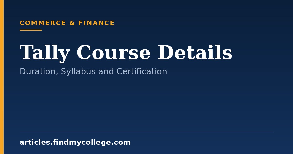 Tally Course Details: Duration, Syllabus and Certification