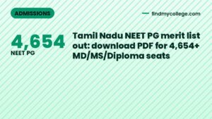 Tamil Nadu NEET PG merit list out: download PDF for 4,654+ MD/MS/Diploma seats