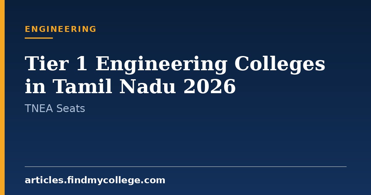 Tier 1 Engineering Colleges in Tamil Nadu 2026: TNEA Cutoff & Seats