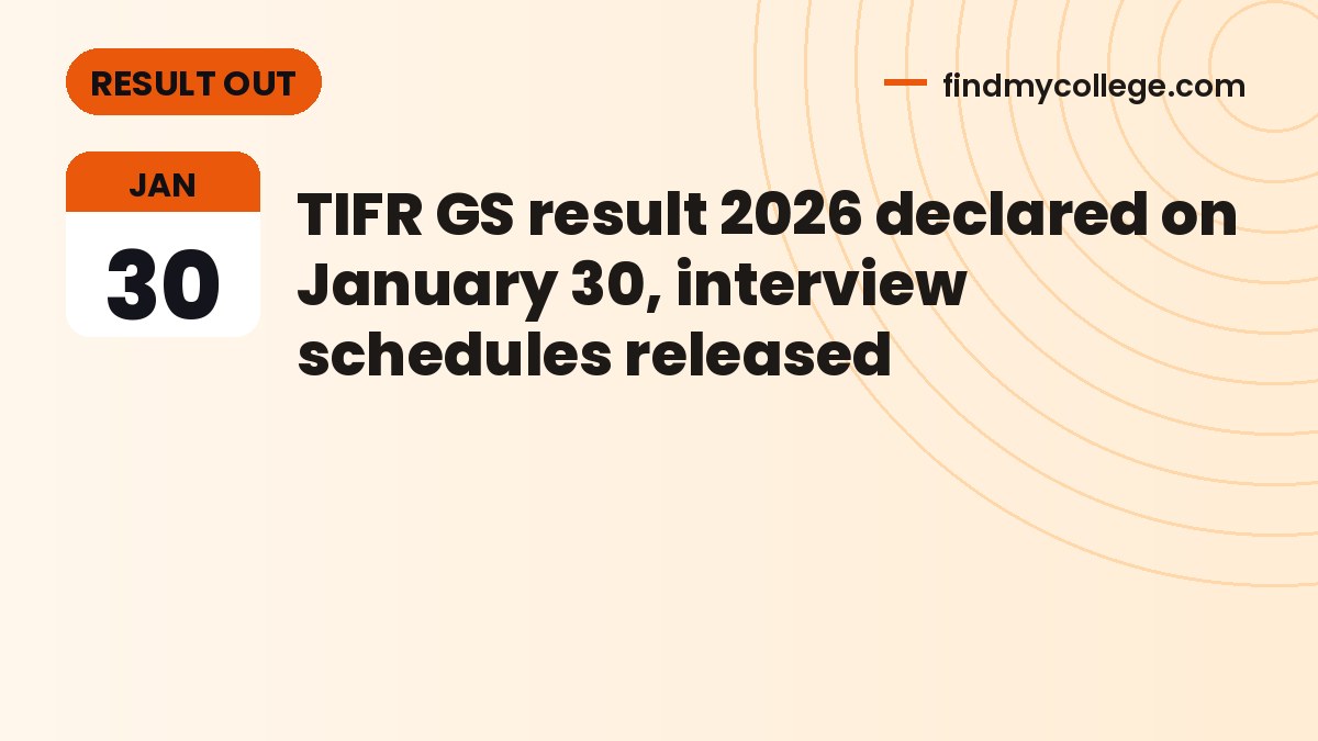 TIFR GS result 2026 declared on January 30, interview schedules released