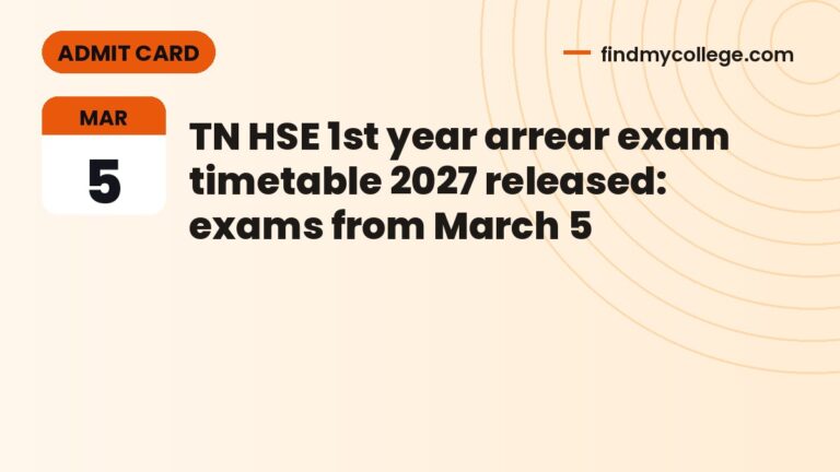 TN HSE 1st year arrear exam timetable 2027 released: exams from March 5