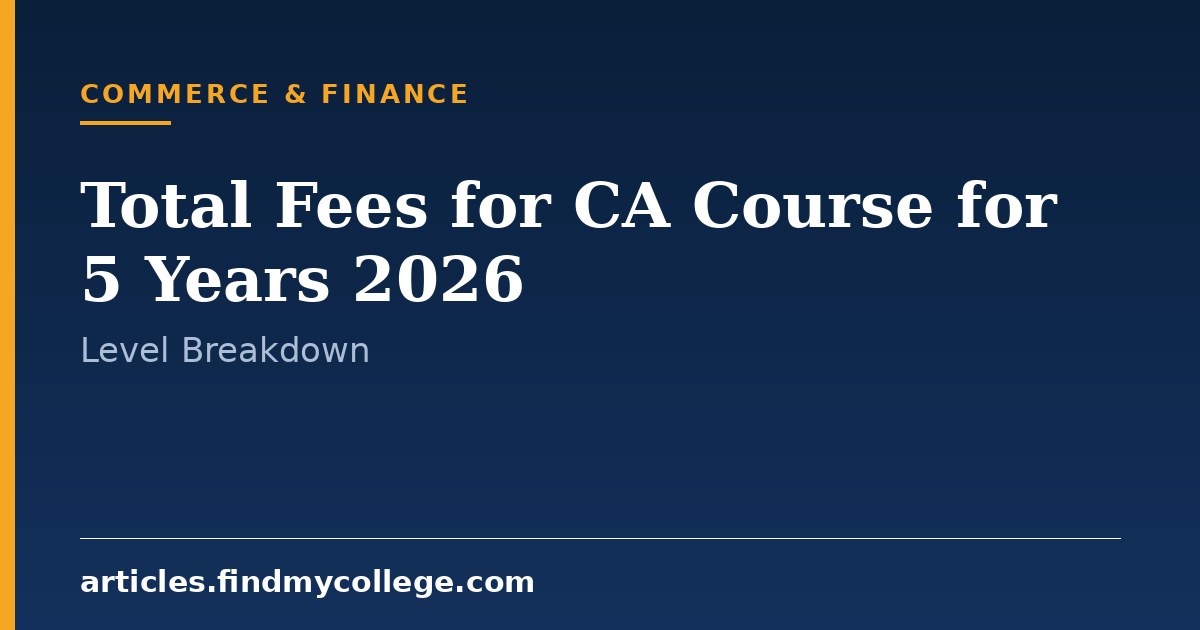 Total Fees for CA Course for 5 Years 2026: Level-Wise Expense