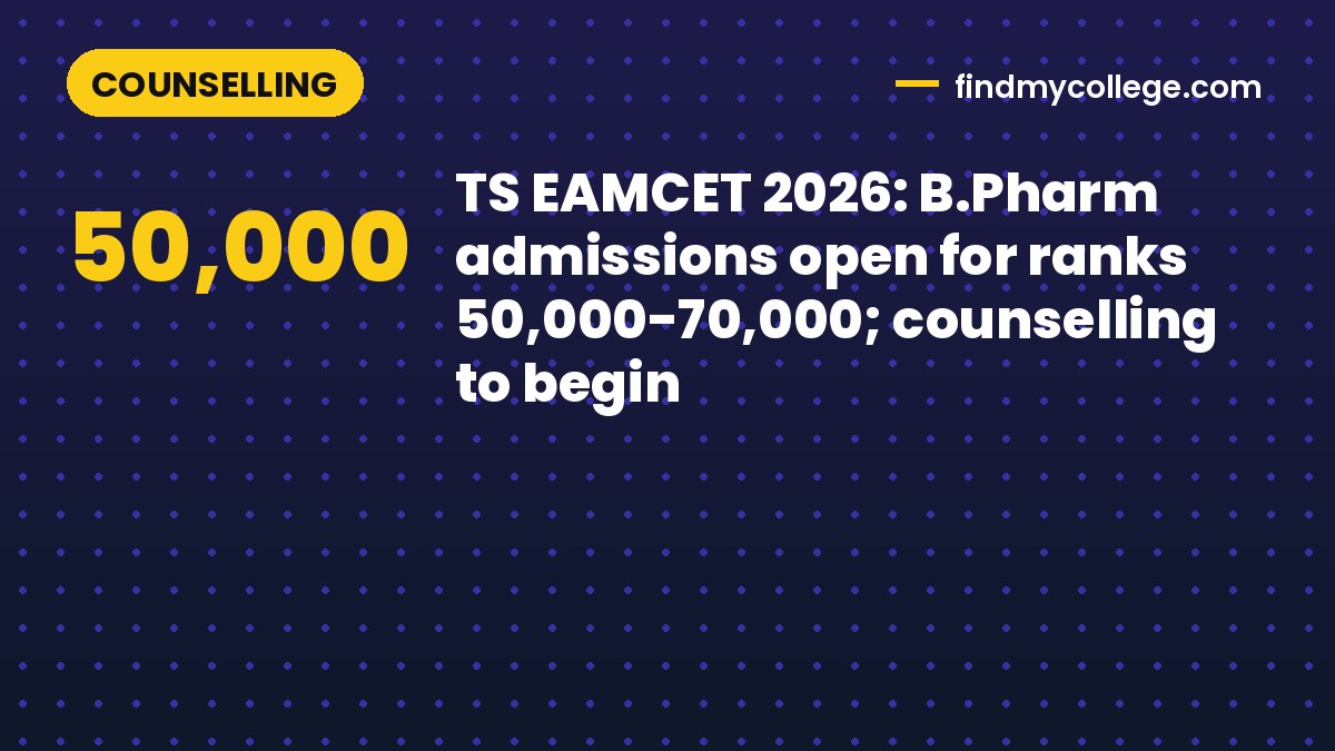 TS EAMCET 2026: B.Pharm admissions open for ranks 50,000-70,000; counselling to begin