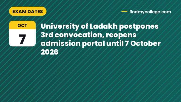 University of Ladakh postpones 3rd convocation, reopens admission portal until 7 October 2026