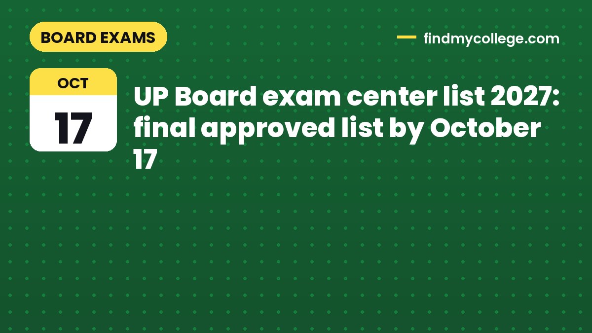 UP Board exam center list 2027: final approved list by October 17