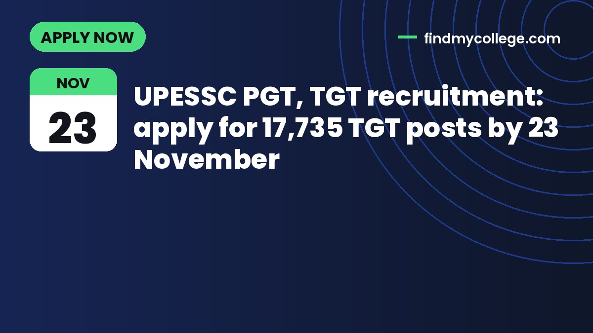 UPESSC PGT, TGT recruitment: apply for 17,735 TGT posts by 23 November