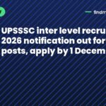 UPSSSC inter level recruitment 2026 notification out for 1,784 posts, apply by 1 December
