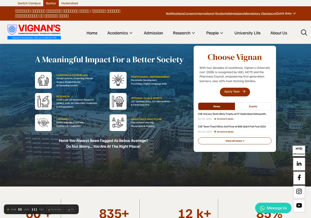 vignan.ac.in homepage