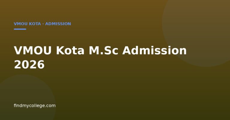 VMOU Kota M.Sc Admission 2026