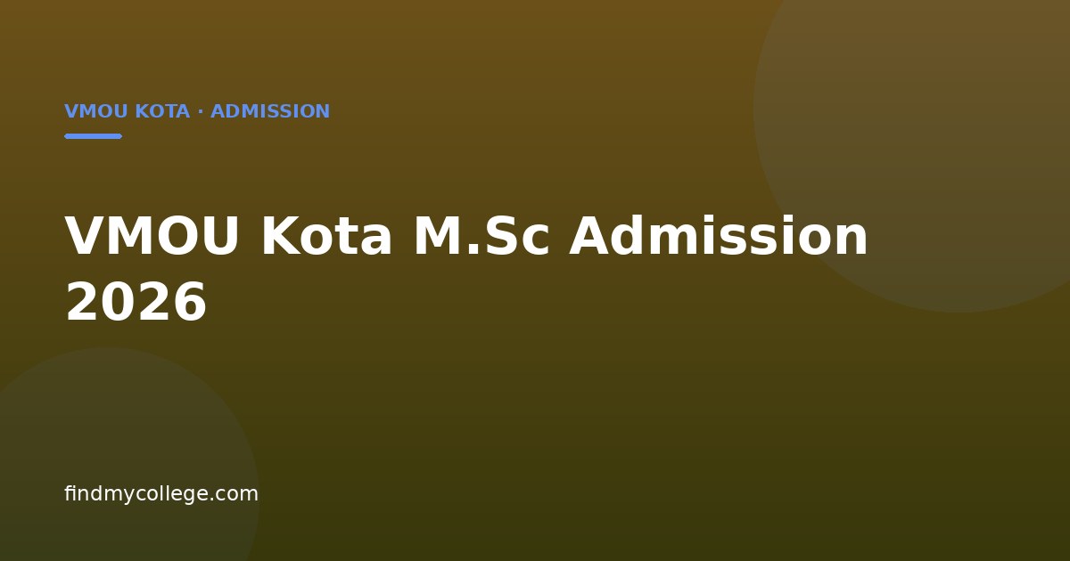 VMOU Kota M.Sc Admission 2026