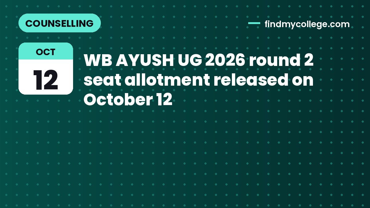 WB AYUSH UG 2026 round 2 seat allotment released on October 12