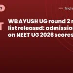 WB AYUSH UG round 2 merit list released: admission based on NEET UG 2026 scores