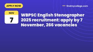 WBPSC English Stenographer 2025 recruitment: apply by 7 November, 266 vacancies
