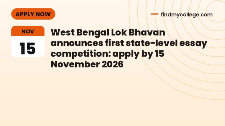 West Bengal Lok Bhavan announces first state-level essay competition: apply by 15 November 2026