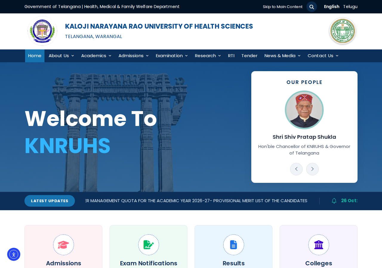 www.knruhs.telangana.gov.in homepage