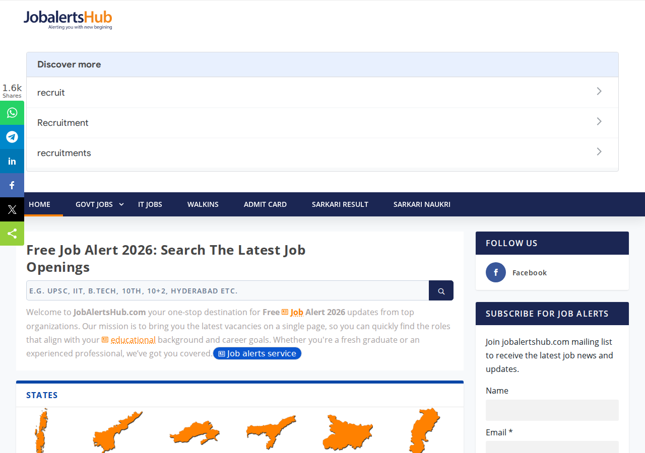 jobalertshub.com homepage